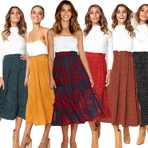 Women Long Skirt High Quality High Waist Floral